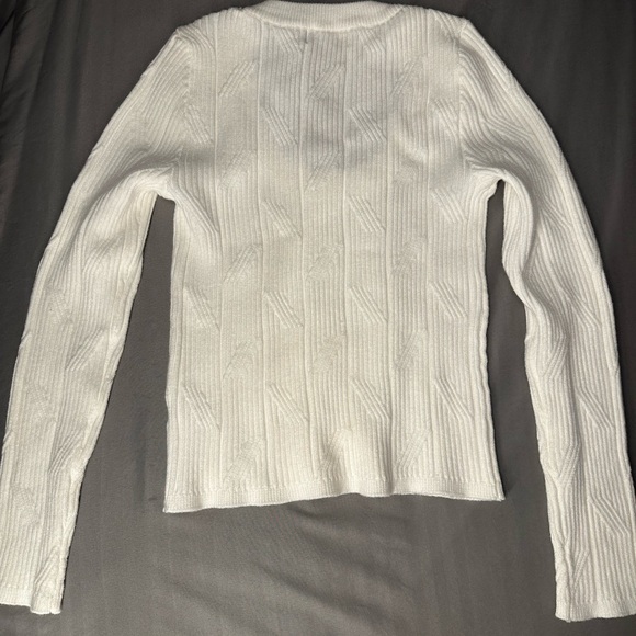White Sweater by Lulus with texture long sleeve and rounded neck New with Tags - Picture 7 of 8